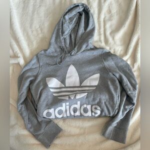 Adidas Logo Gray Hoodie with front pockets